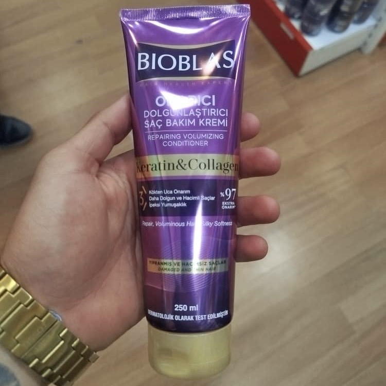 ماسک مو ترمیم‌کننده بیوبلاس Keratin & Collagen حجم ۲۵۰ میل