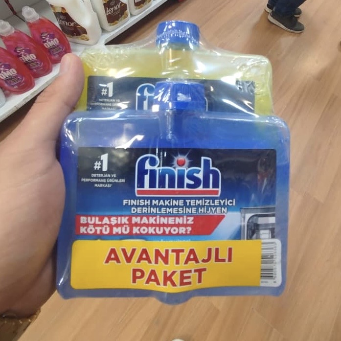 مایع جرم گیر ماشین ظرفشویی finish مدل کتابی پک دو عددی