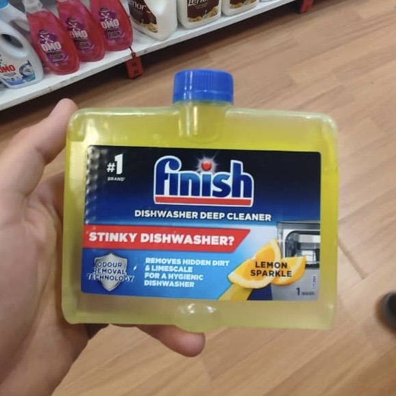 مایع جرم‌گیر ماشین ظرفشویی finish با رایحه لیمویی با حجم 250m