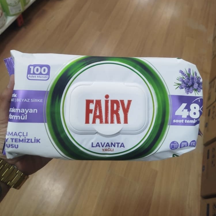 دستمال مرطوب فیری مدل Lavanta بسته 100 عددی
