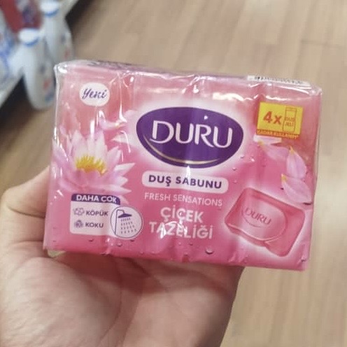 صابون دورو صورتی رایحه گل های تازه DURU بسته 4 عددی